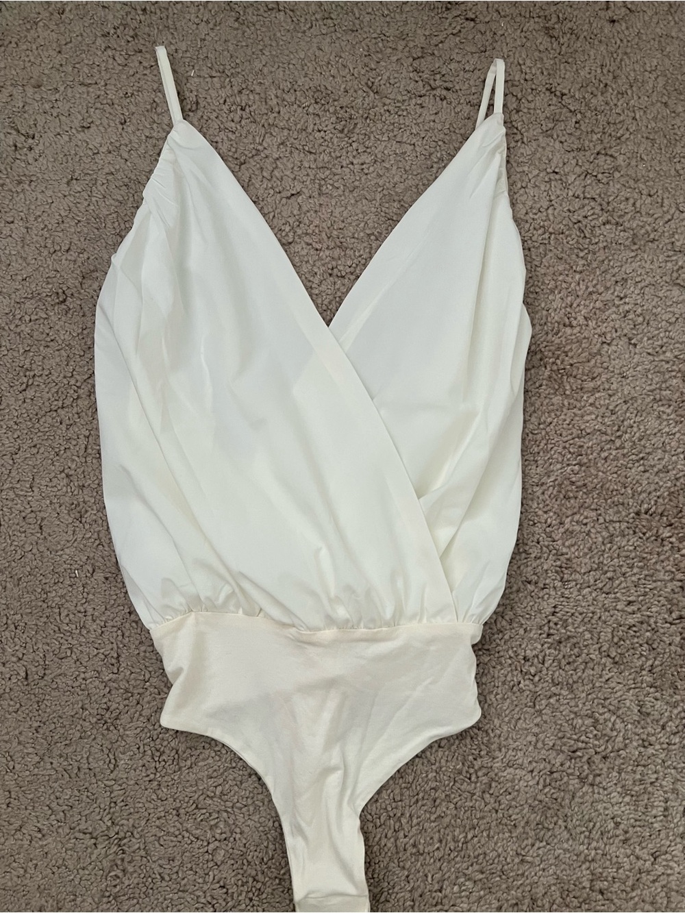 Caribbean Queen White Wrap-Front Bodysuit with Thin Straps